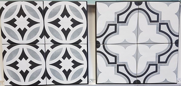 black and white patterned tiles